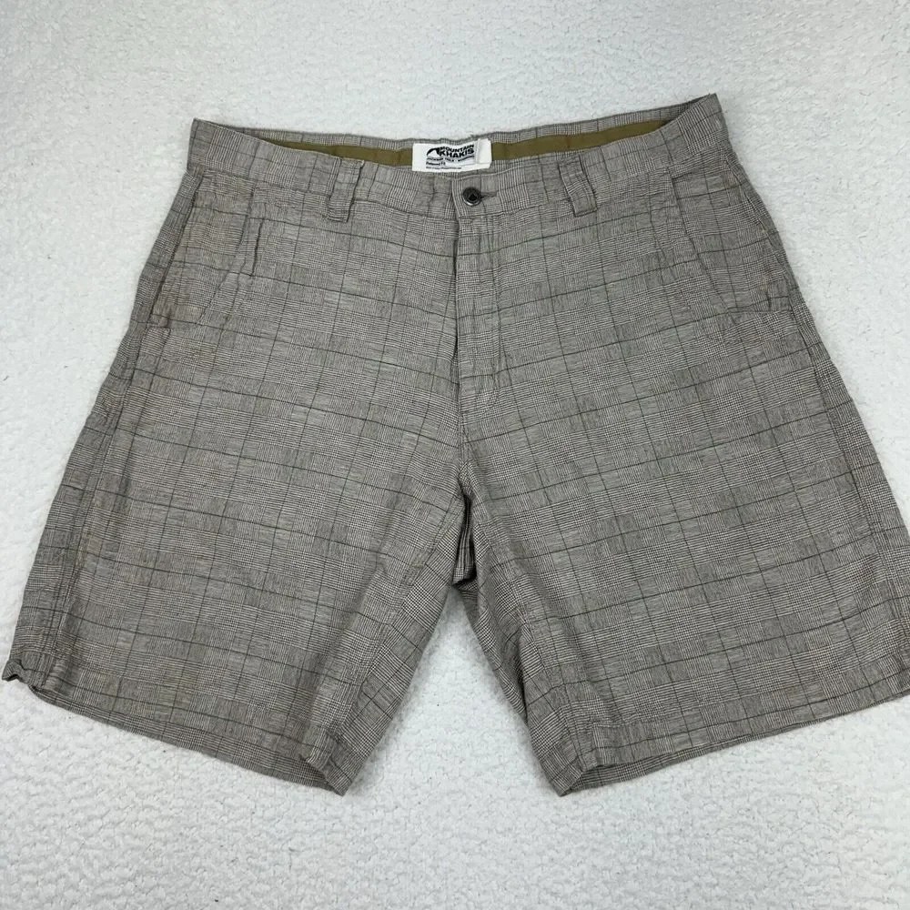 Mountain Khakis Boardwalk Shorts Mens 38 Plaid Windowpane Cotton Linen Blend 10